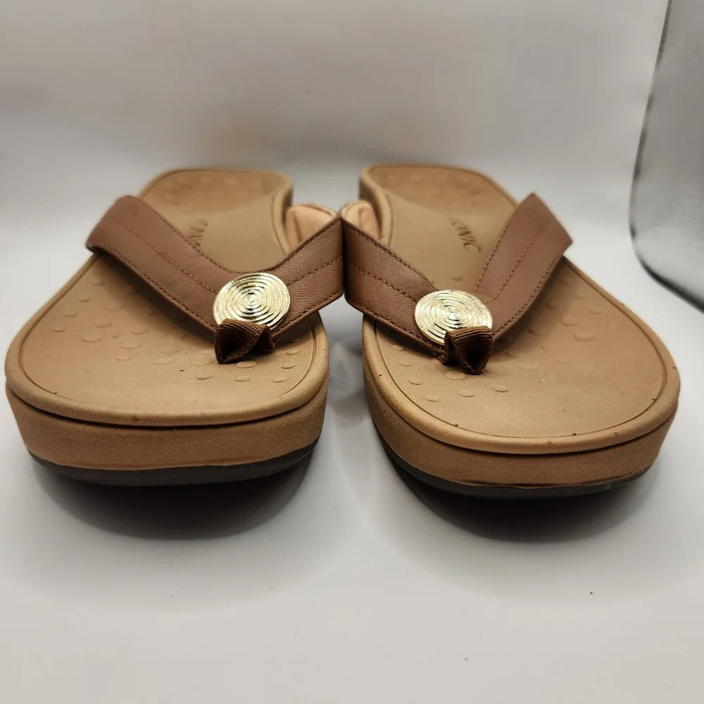 Women's Tan Vionic Pilar Platform Thong Sandals Size 9